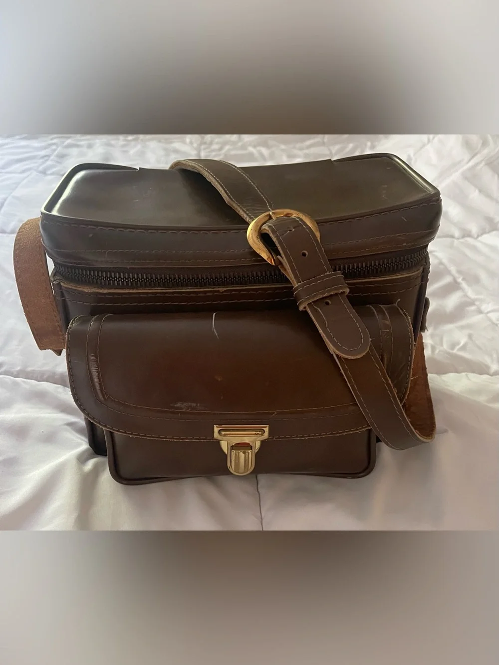 Vintage En Garde EG4 Cowhide Hand Waxed Top Grain 1960s Camera Bag Leather